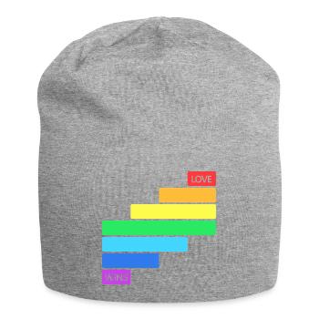 Love Wins - Regenbogen Querstreifen Design - Jersey-Beanie - Grau meliert - Vorne