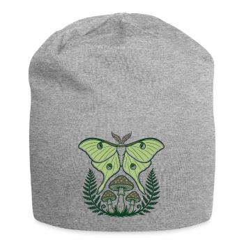 Luna Moth Mushrooms Ferns Forest Art - Jersey Beanie - heather grey - Front