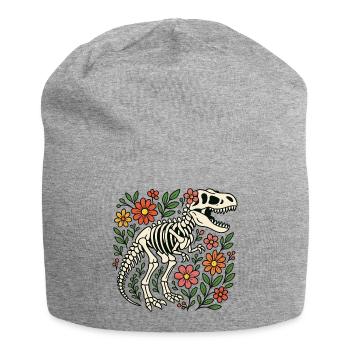 T Rex Skeleton with Flowers - Jersey Beanie - heather grey - Front