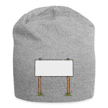 Cartoon Wooden Sign Advertising Banner - Jersey Beanie - heather grey - Front
