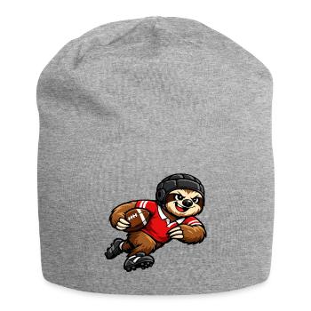 Cute sloth playing rugby - Jersey Beanie - heather grey - Front