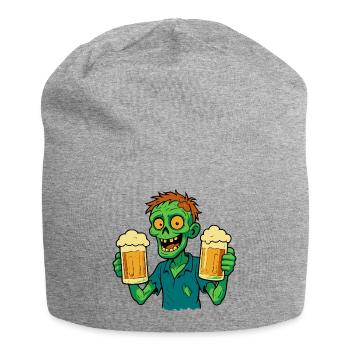 Happy zombie with beer - Jersey Beanie - heather grey - Front