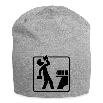 Bier trinken Piktogramm (Farbe änderbar) - Jersey-Beanie - Grau meliert - Vorne
