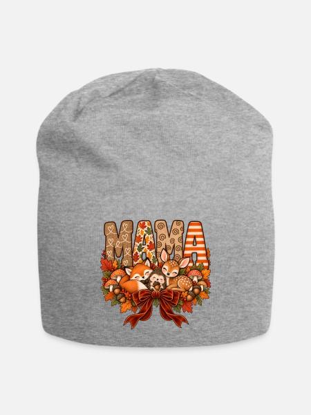 Schlafende Waldtiere Mama - Jersey-Beanie - Grau meliert