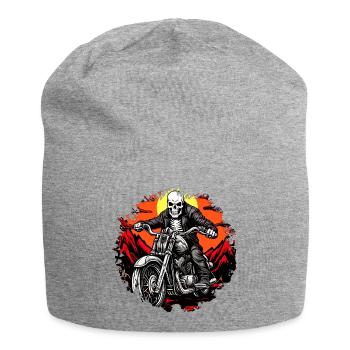 Skelette Motorrad / Motorradfahrer Totenkopf - Jersey-Beanie - Grau meliert - Vorne