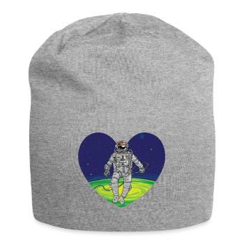 Weltraum Herz - Jersey-Beanie - Grau meliert - Vorne