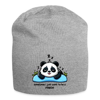 Sleeping Tired Panda Funny Animals - Jersey Beanie - heather grey - Front