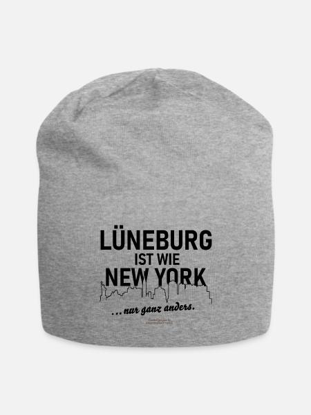 Lüneburg ist wie New York - Jersey-Beanie - Grau meliert