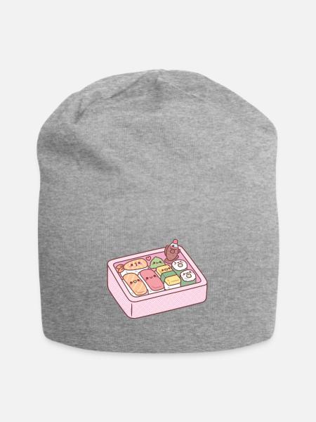 Kawaii Japanisches Bento Box Sushi - Jersey-Beanie - Grau meliert