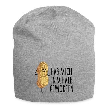 Lustige Erdnuss Sprüche - Jersey-Beanie - Grau meliert - Vorne