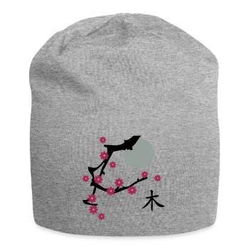 The Cherry blossom - Jersey Beanie - heather grey - Front