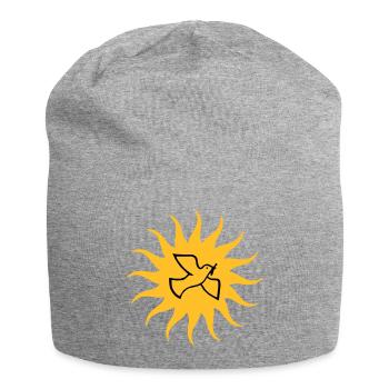 Friedenstaube Sonne - Jersey-Beanie - Grau meliert - Vorne