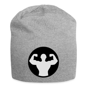 Bodybuilding Muskelprotz 05 2farbig - Jersey-Beanie - Grau meliert - Vorne