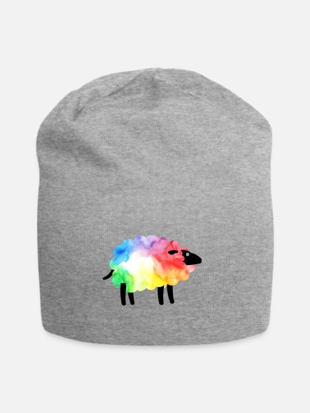 Regenbogen-Schaf - Jersey-Beanie - Grau meliert