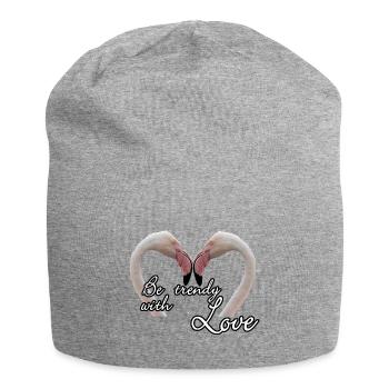 Be trendy with Love - Flamingos Geschenk - Jersey-Beanie - Grau meliert - Vorne