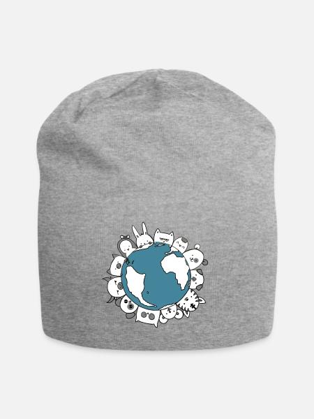 Die Welt der Tiere - Jersey-Beanie - Grau meliert