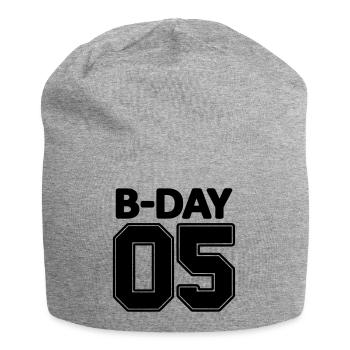 Numéro 05 Numéro / 5ème anniversaire / 5 ans - Bonnet en jersey - gris chiné - Devant