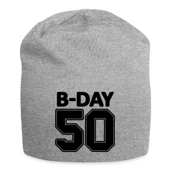 50 years round birthday gift number number - Jersey Beanie - heather grey - Front