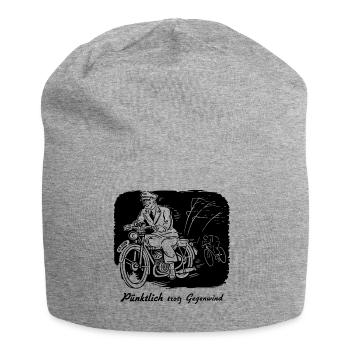 Pünktlich trotz Gegenwind - Jersey-Beanie - Grau meliert - Vorne