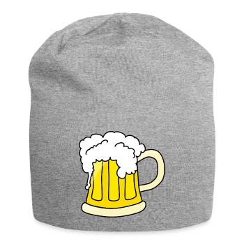 Bierkrug mit Schaum Illustration - Jersey-Beanie - Grau meliert - Vorne