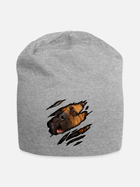 Bullmastiff in mir - Jersey-Beanie - Grau meliert