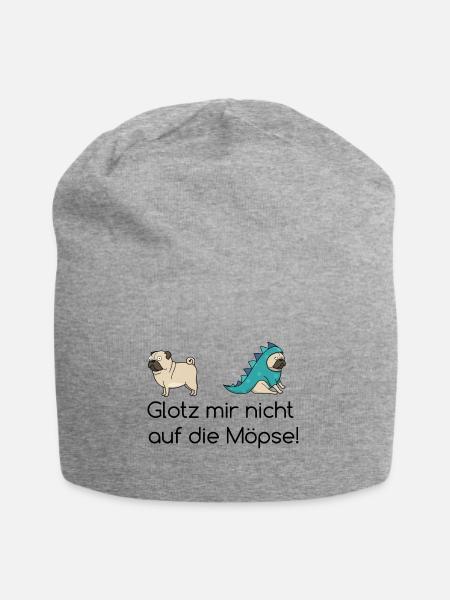 Glotz mir nicht auf die Möpse lustige Geschenkidee - Jersey-Beanie - Grau meliert