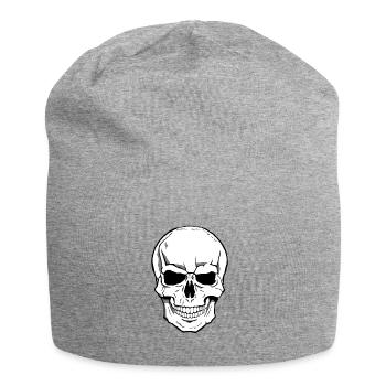 Skull - Jersey-Beanie - Grau meliert - Vorne