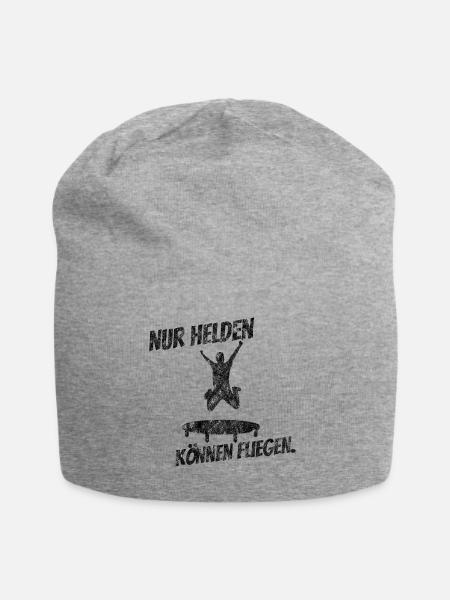Nur Helden Können Fliegen Trampolin Jump Geschenk - Jersey-Beanie - Grau meliert