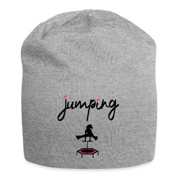 jumping trampoline girl jump jump gift - Jersey Beanie - heather grey - Front