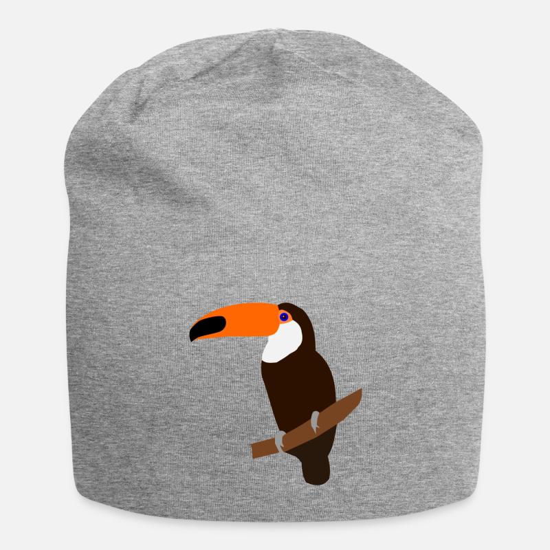Toucan sur une branche – illustration colorée - Bonnet en jersey - gris chiné