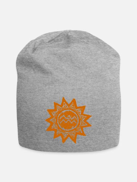 Astrologischer Wassermann Sonnen-Print - Jersey-Beanie - Grau meliert