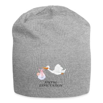 Schwangerschaft Schwanger Baby Geburt Storch - Jersey-Beanie - Grau meliert - Vorne