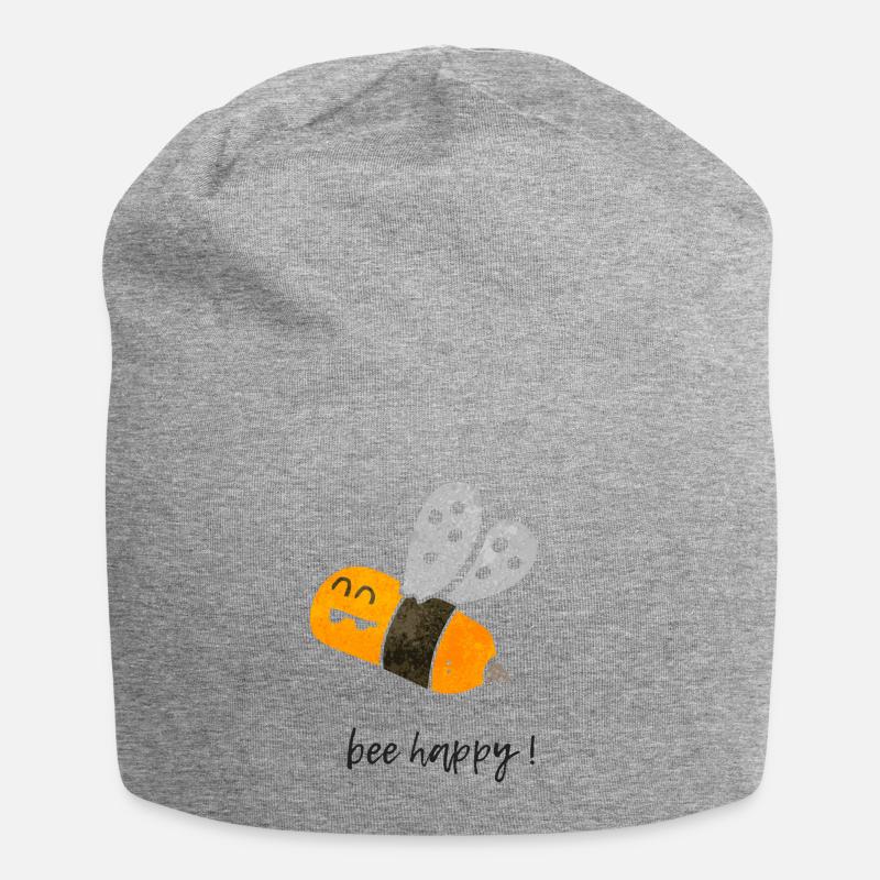bee happy! - Jersey-Beanie - Grau meliert