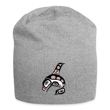 Côte du Pacifique Nord-Ouest Art haïda Épaulard - Bonnet en jersey - gris chiné - Devant