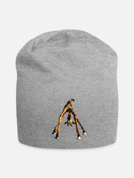 Lustige süße Giraffe - Jersey-Beanie - Grau meliert