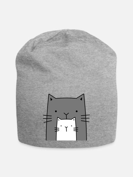 zwei Katzen I große und kleine Katze Geschenk - Jersey-Beanie - Grau meliert