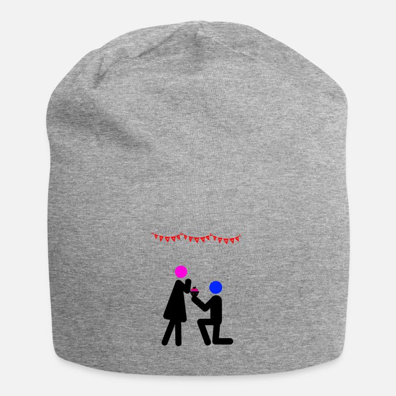 Heiratsantrag - Jersey-Beanie - Grau meliert