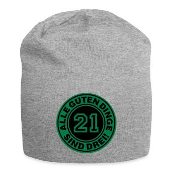 Trisomie 21 | Alle guten Dinge sind drei - Jersey Beanie - heather grey - Front
