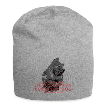 Life is better with Eurasier dog - Jersey Beanie - heather grey - Front