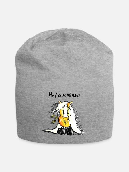 Haferschlinger - Haflinger - Hafi - Pferd - Jersey-Beanie - Grau meliert
