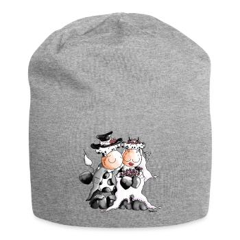 Kuh Hochzeit - Braut - Bräutigam - Jersey-Beanie - Grau meliert - Vorne