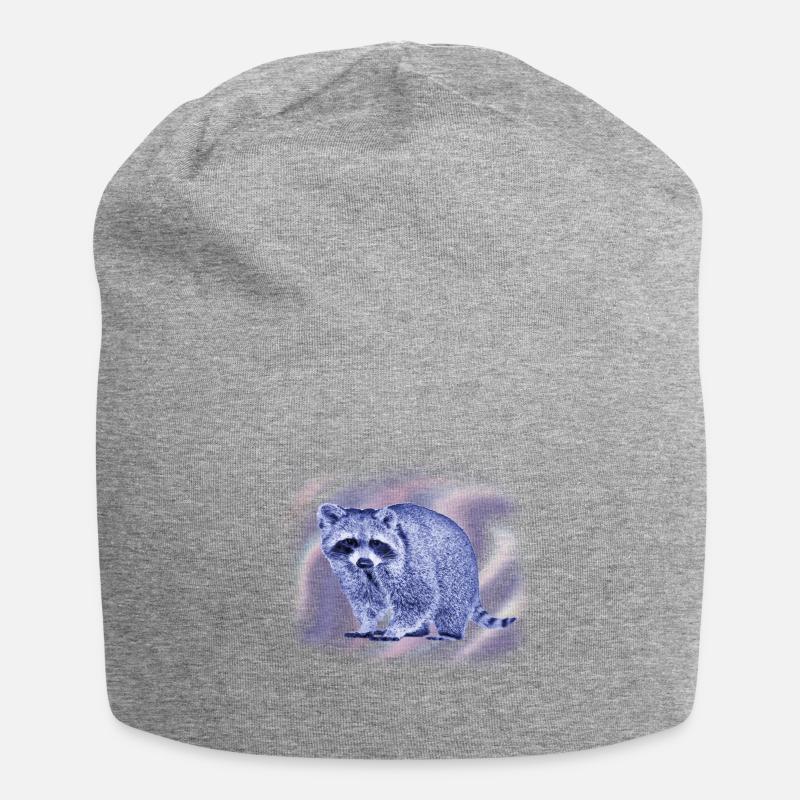 waschbär in harmonischem Design - Jersey-Beanie - Grau meliert
