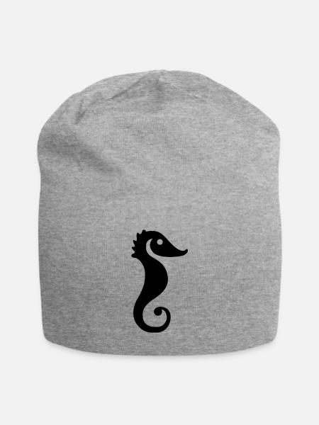 Seepferdchen - Jersey-Beanie - Grau meliert