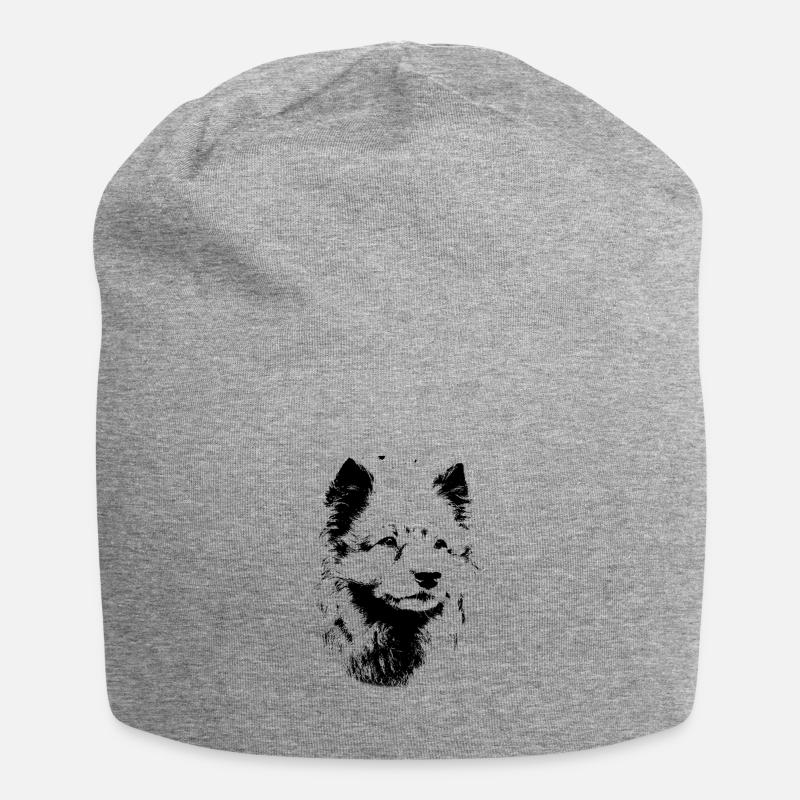 Wolfsspitz Hunderasse - Jersey-Beanie - Grau meliert