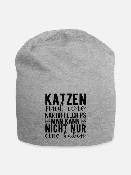 Katzen - Shirt Tierfans Katzenfreunde - Geschenk - Jersey-Beanie - Grau meliert