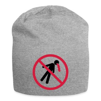 kotzen verboten schild kein blut lustig erbrochene - Jersey-Beanie - Grau meliert - Vorne