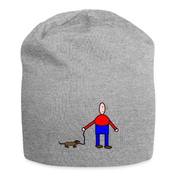 Humorous animal and human drawing - Jersey Beanie - heather grey - Front