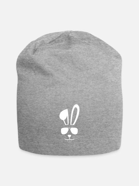 Hase mit Sonnenbrille weiß - Jersey-Beanie - Grau meliert
