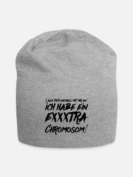 Down Syndrom Geschenk Geburtstag lustig - Jersey-Beanie - Grau meliert