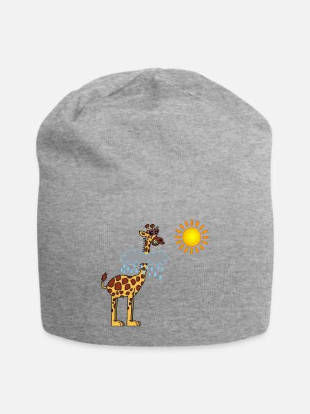 Giraffe und Sonne - Jersey-Beanie - Grau meliert
